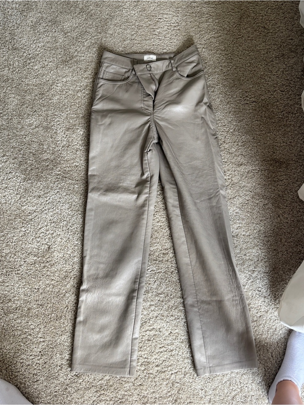 Wilfred Straight-Leg Faux Leather Pants in Taupe